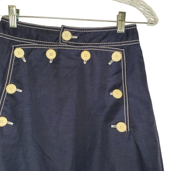 Stella McCartney navy skirt, sailor-style button detailing, white topstitching - Picture 7 of 8